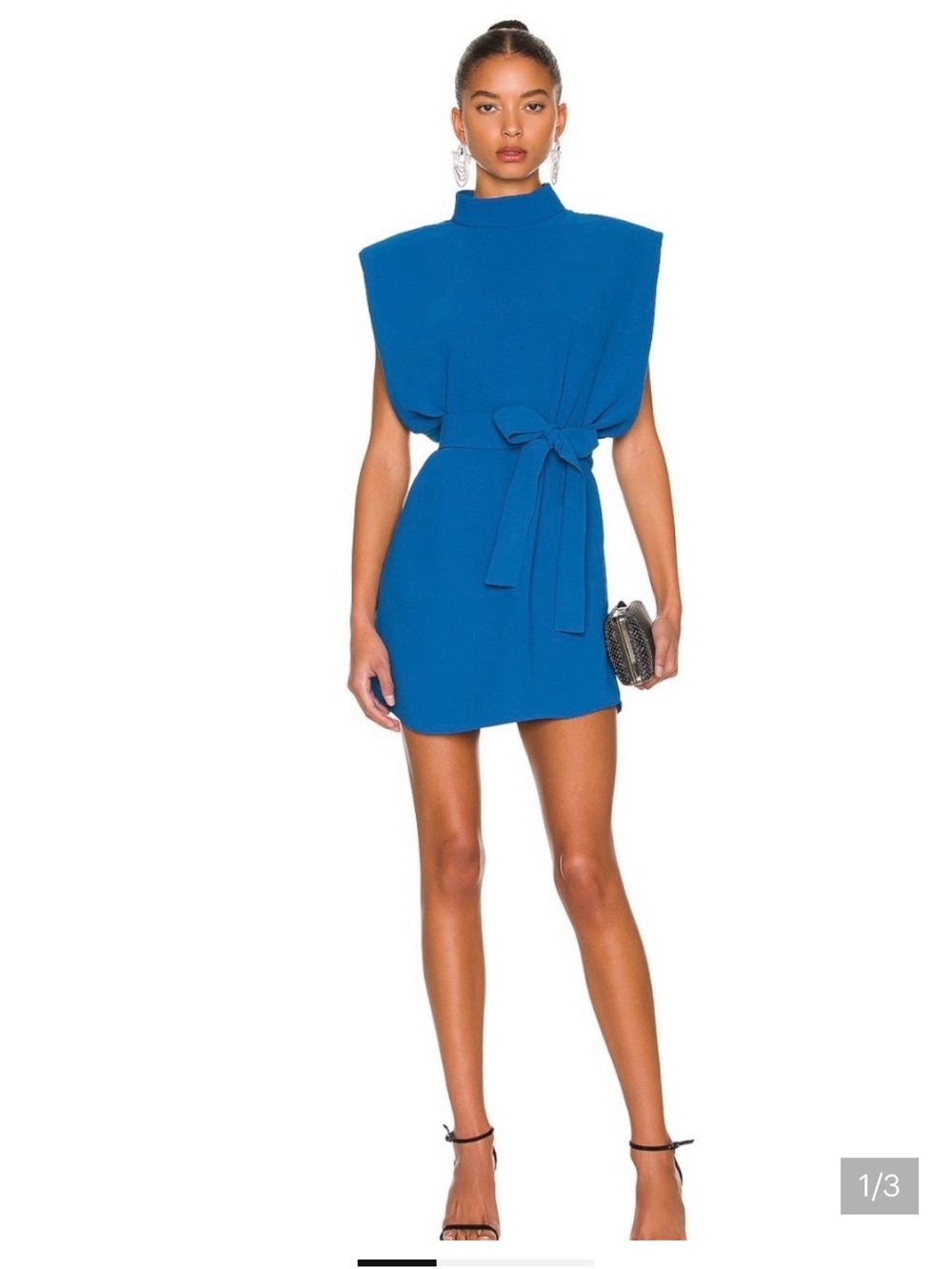 Amanda Uprichard Midi Dress with High Neck and wrap around tie